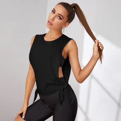 Women Casual Quick-Dry Solid Color Sport Tank Tops