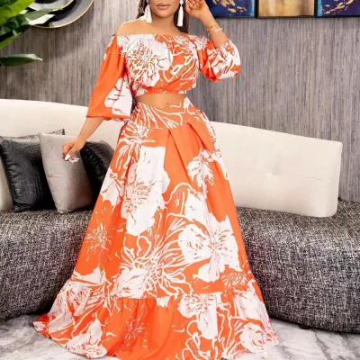 Women Plus Size Elegant Skirt Set with Geometric Pattern