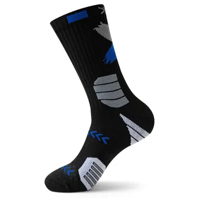 Men Sport Basketball Football Color Block Thickening Mid-Calf Socks