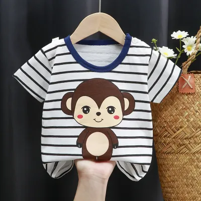 Kids Toddler Boys Girls Casual Cute Sweet Cartoon Print Short Sleeve Cotton T-Shirt