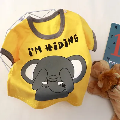 Kids Toddler Boys Girls Casual Cute Sweet Cartoon Print Short Sleeve Cotton T-Shirt
