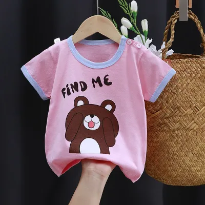 Kids Toddler Boys Girls Casual Cute Sweet Cartoon Print Short Sleeve Cotton T-Shirt