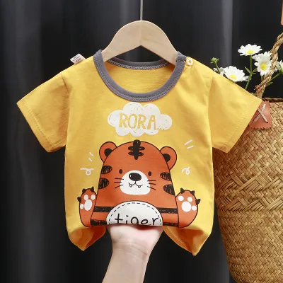 Kids Toddler Boys Girls Casual Cute Sweet Cartoon Print Short Sleeve Cotton T-Shirt