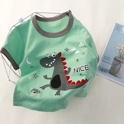 Kids Toddler Boys Girls Casual Cute Sweet Cartoon Print Short Sleeve Cotton T-Shirt