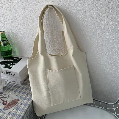 Women Trendy Solid Color Large Capacity Canvas Shoulder Tote Bag