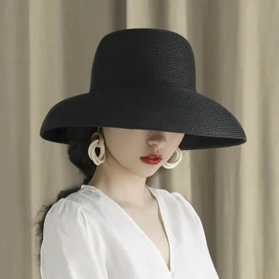 Summer Women Fashion Solid Color Straw Woven Sunshade Hat