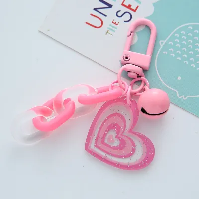 Women Fashion Heart-Shaped Bell Key Chain Pendant