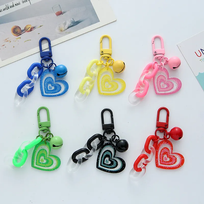 Women Fashion Heart-Shaped Bell Key Chain Pendant