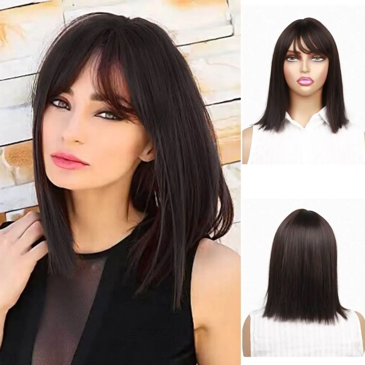 Women Fashion Short Straight Bobo Wig with Bangs