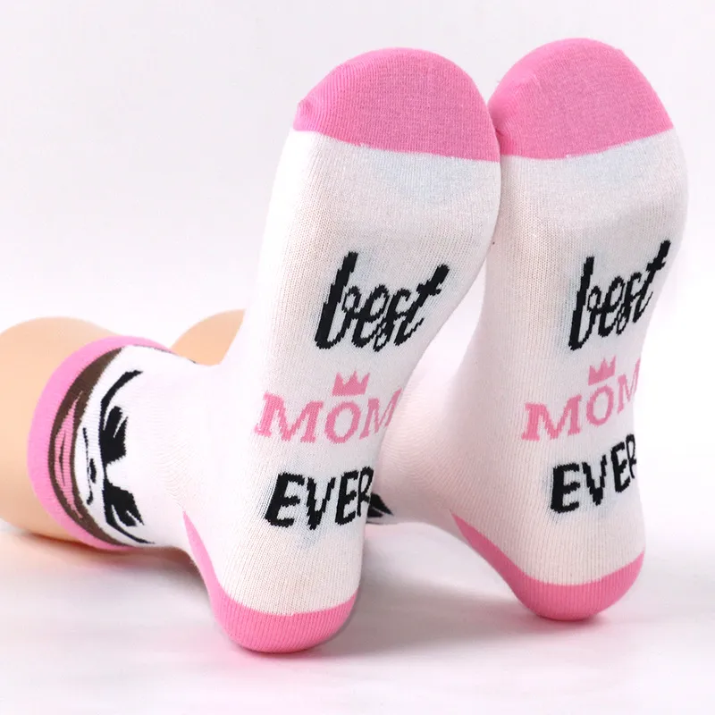 Mid-Tube Cotton Mom Mother's Day Letter Jacquard Leisure Socks