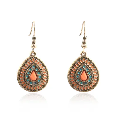 Bohemian Ethnic Style Retro Geometric Water Drop Earrings