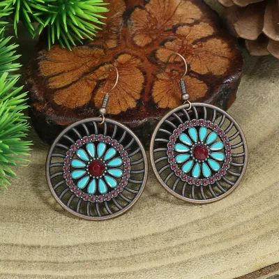 Bohemian Ethnic Retro Geometric Water Drop Tassel Earrings