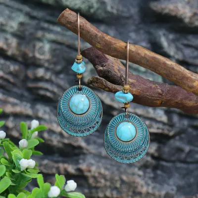 Bohemian Ethnic Retro Geometric Water Drop Tassel Earrings
