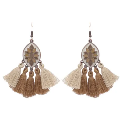 Bohemian Ethnic Vintage Geometric Alloy Tassel Earrings