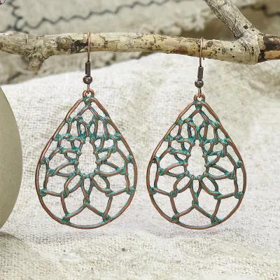 Bohemian Ethnic Style Vintage Creative Turquoise Alloy Earrings