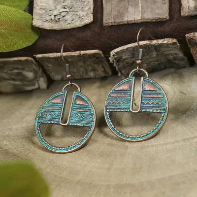 Bohemian Ethnic Style Vintage Creative Turquoise Alloy Earrings