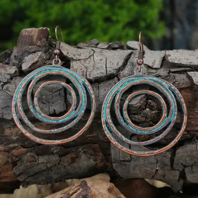 Bohemian Ethnic Style Vintage Creative Turquoise Alloy Earrings