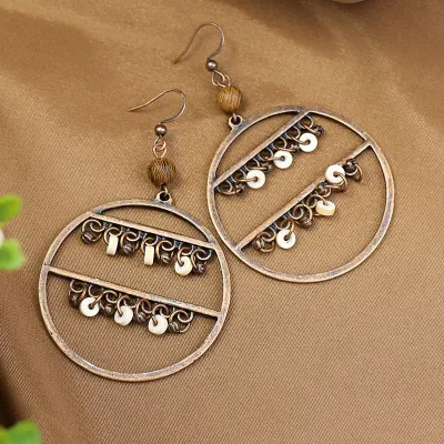 Bohemian Ethnic Retro Tassel Earrings Geometric Mixed Material