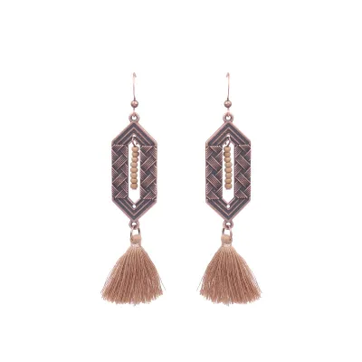 Bohemian Ethnic Retro Tassel Earrings Geometric Mixed Material