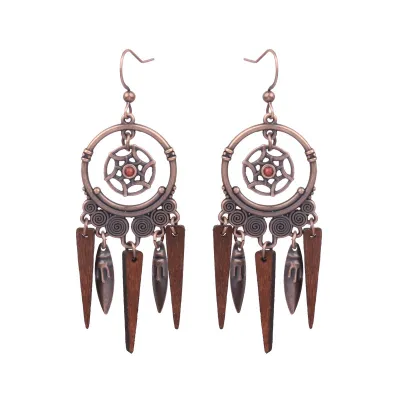 Bohemian Ethnic Retro Tassel Earrings Geometric Mixed Material