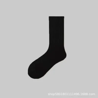 Men Simple Casual Solid Color Thickened Knee High Cotton Socks