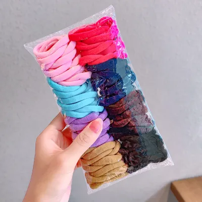 Women Simple Candy Color Elastic Hair Ring 100-Pack