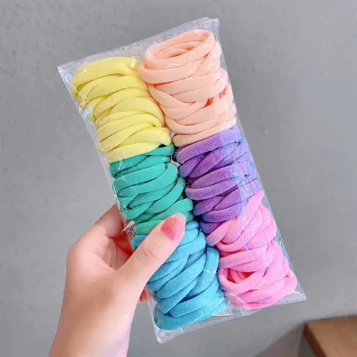 Women Simple Candy Color Elastic Hair Ring 100-Pack