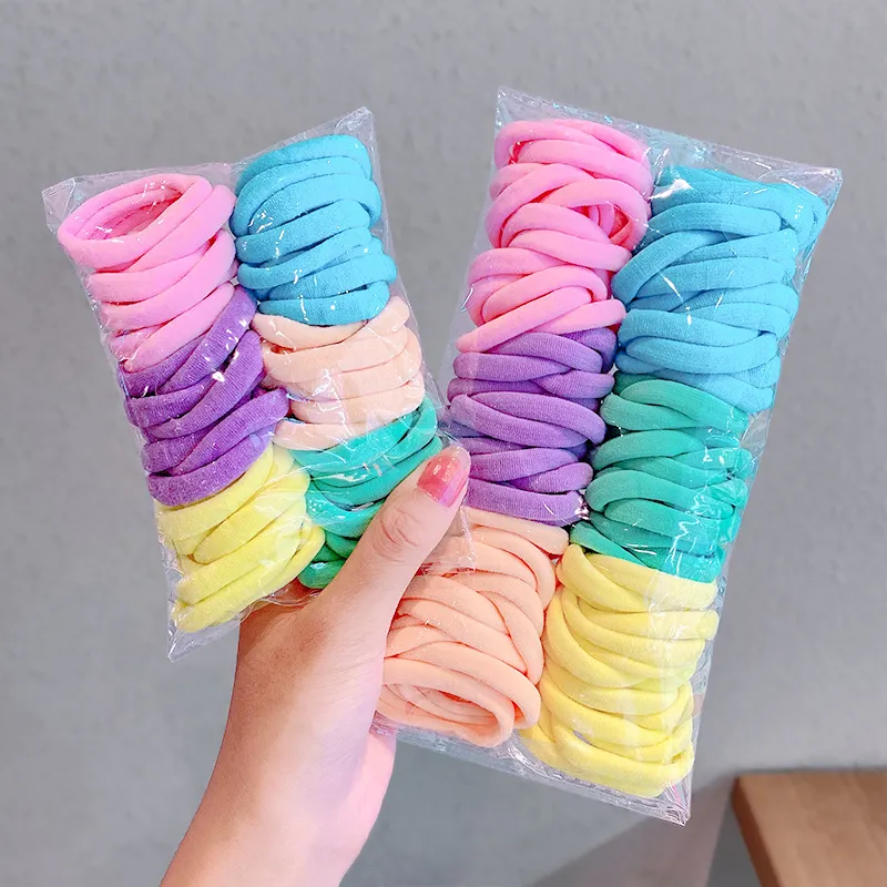 Women Simple Candy Color Elastic Hair Ring 100-Pack
