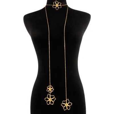Fashion Metal Flower Long Necklace Women'S Geometric Alloy
