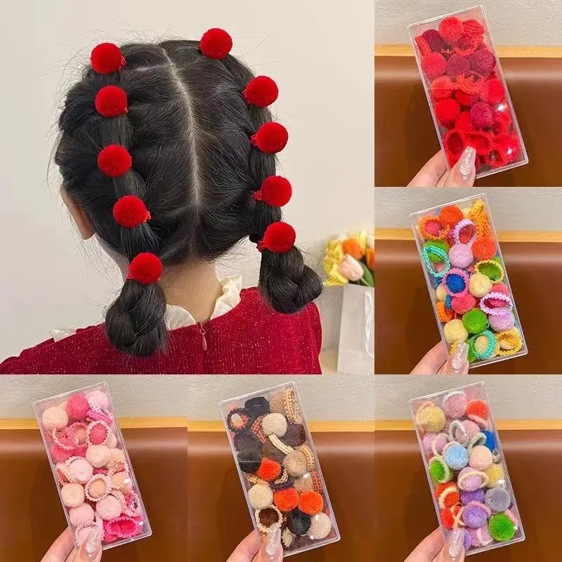 Kids Girls Cute Sweet Candy Color Plush Wool Hair Rings