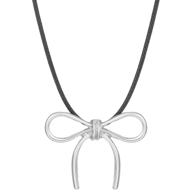 Women Simple Fashion Metal Bow Pendant Necklace