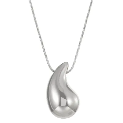 Women Simple Creative Gloss Drop Pendant Necklace Snake Chain Ccb