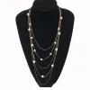 N014 Five Layer Long Pearl Necklace