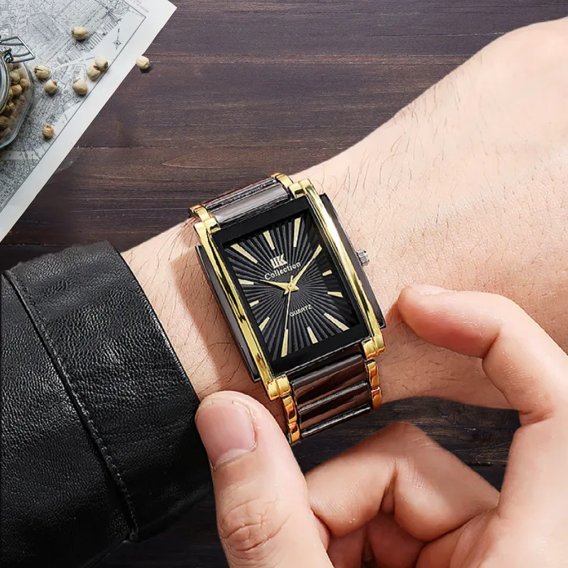 Men's Fashion Simple Square Quartz Steel Band Watch