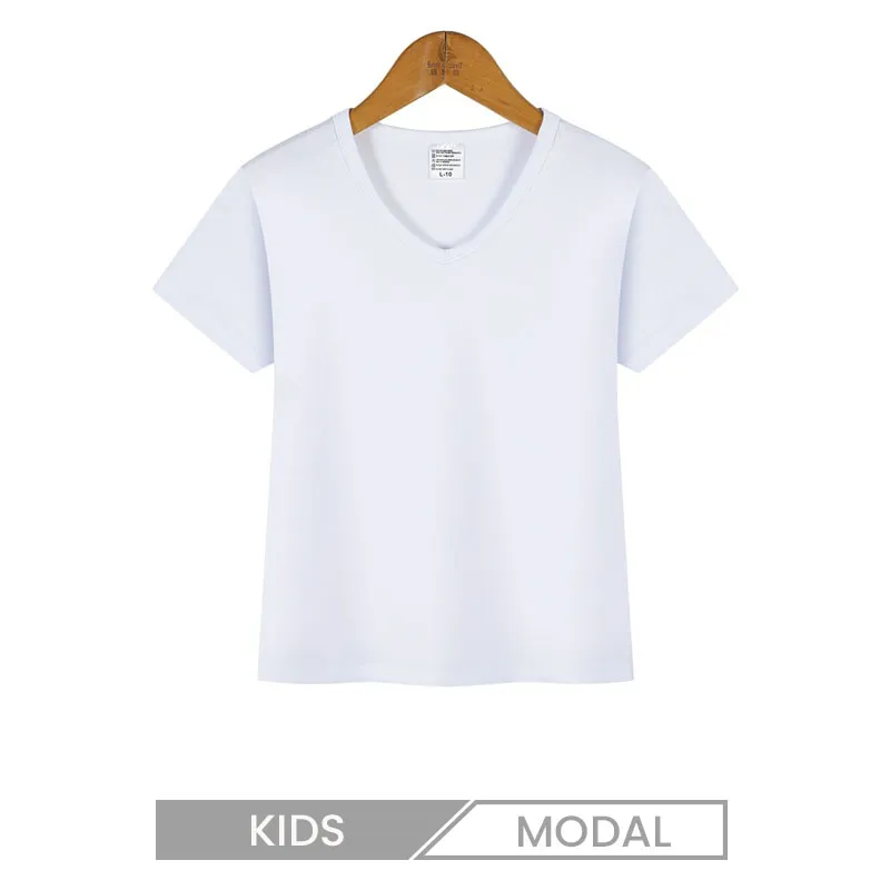 Children Kids Modal V Neck Short-Sleeve T-Shirt Custom