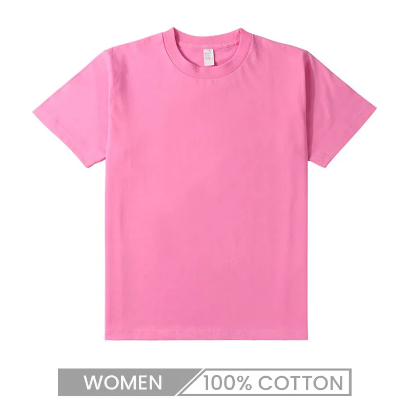 Women 250gsm Heavyweight 100% Cotton Crew Neck Short Sleeve T-Shirt