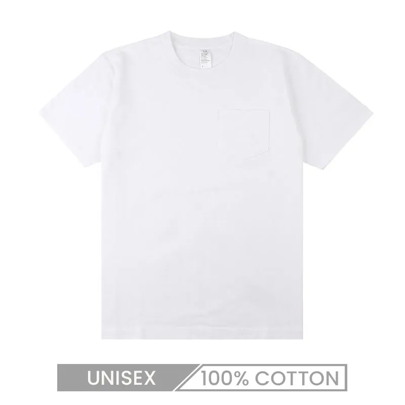 Unisex Heavy Pocket Cotton Short Sleeve Crew Neck T-Shirt