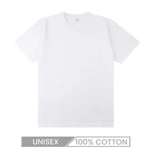 Unisex Heavy Pocket Cotton Short Sleeve Crew Neck T-Shirt