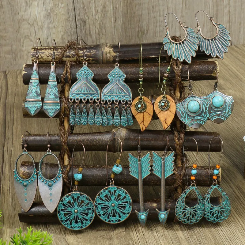 Bohemian Ethnic Style Retro Creative Turquoise Tassel Earrings