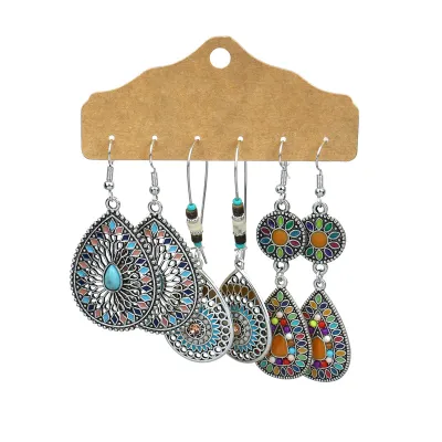 Bohemian Ethnic Style Retro Creative Tassel Earrings Set