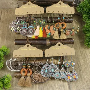 Bohemian Ethnic Style Retro Creative Tassel Earrings Set