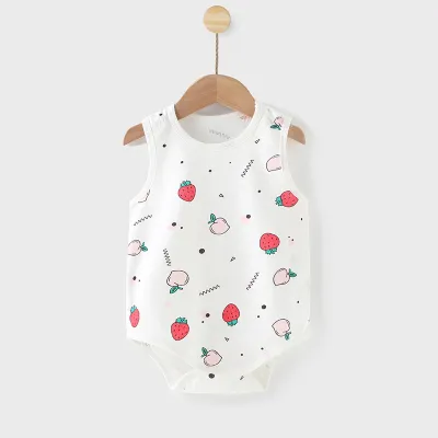 Kids Baby Boys Girls Summer Casual Cute Cartoon Animal Fruit Print Tank Top Sleeveless Romper
