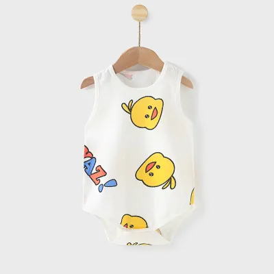 Kids Baby Boys Girls Summer Casual Cute Cartoon Animal Fruit Print Tank Top Sleeveless Romper