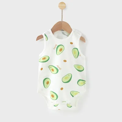 Kids Baby Boys Girls Summer Casual Cute Cartoon Animal Fruit Print Tank Top Sleeveless Romper