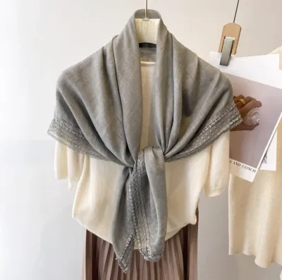 Women's Square Wool Blend Shawl Scarf Literature And Art Retro