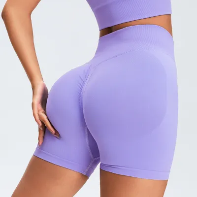 Women Seamless Yoga Sports Shorts Solid Color