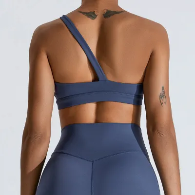 Women One Shoulder Sports Bra Nylon Yoga