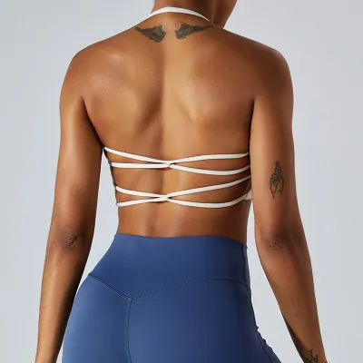 Women's Quick-Drying Nylon Sports Bra with Front Buckle