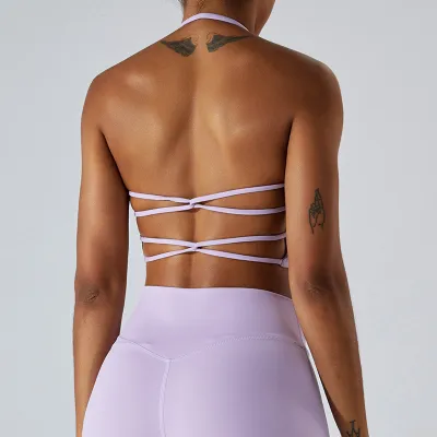 Women's Quick-Drying Nylon Sports Bra with Front Buckle