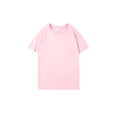190gsm 100% Cotton Short-Sleeved Kids Children Crew Neck Solid Color T-Shirt Custom